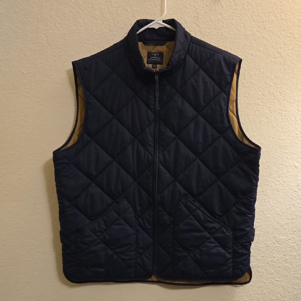J. Crew Quilted Dark Blue Vest - Large